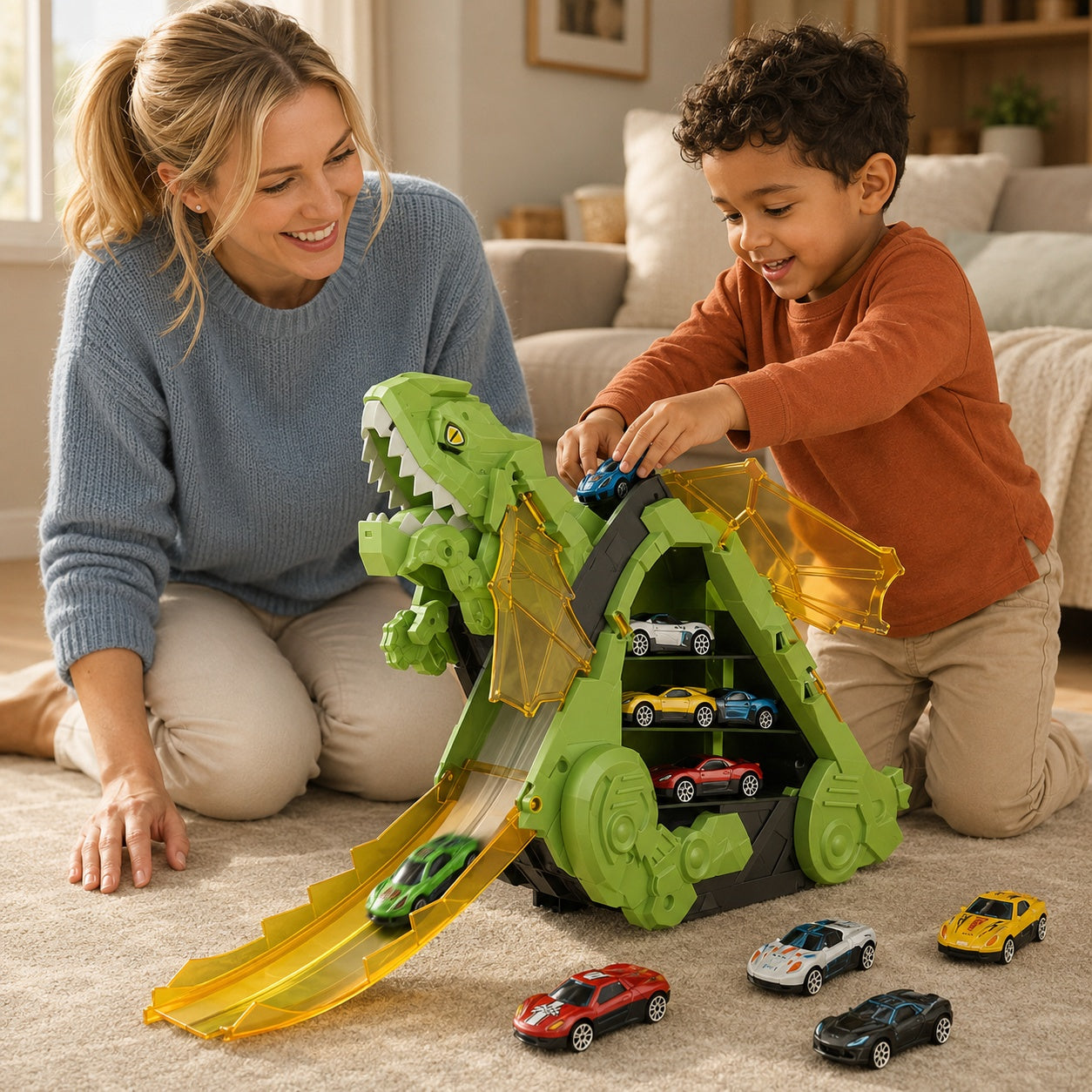 DinoLaunch Dinosaur Transform Truck Toy Kids Scene 4