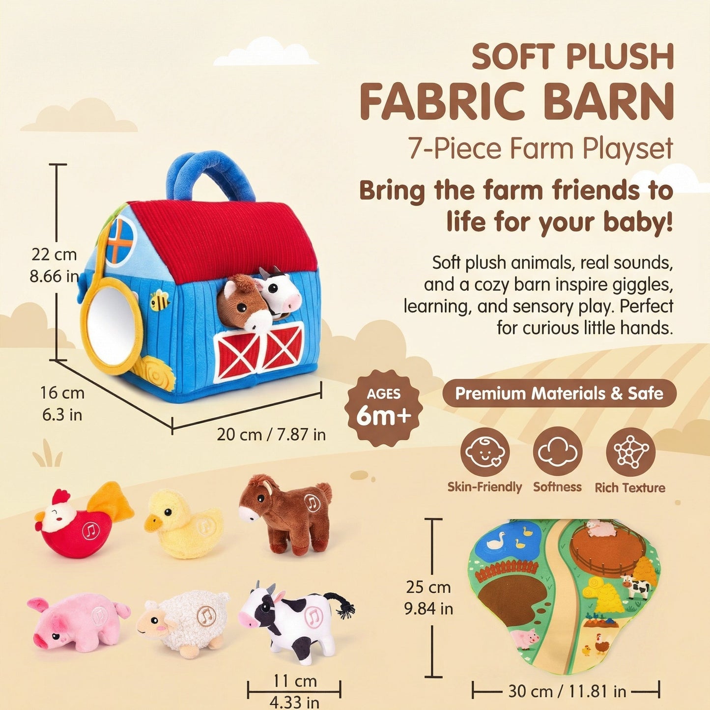 FarmSounds Plush Farm Animal Toys 3