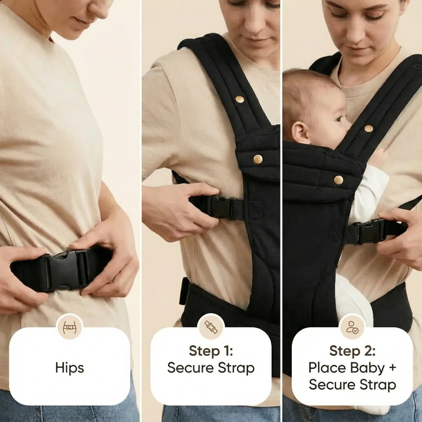 HoldNest Ergonomic Baby Carrier Hands Free 1
