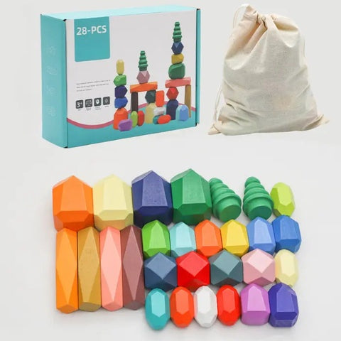 PebbleNest Wooden Stacking Stones Toddler Toy 2