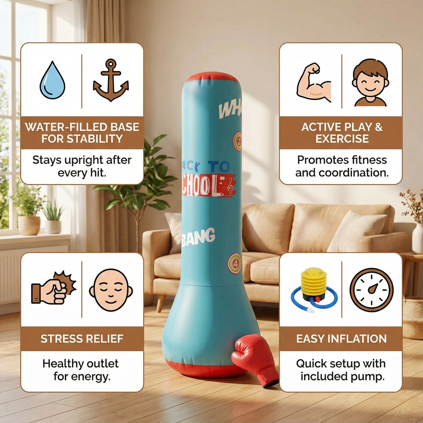 PunchPop Inflatable Punching Bag Kids Indoor 2