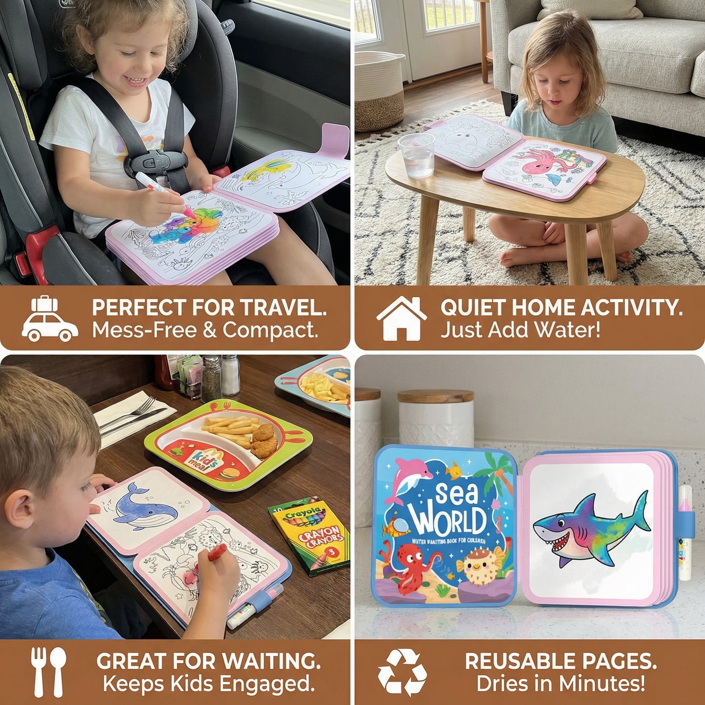 AquaTrace Reusable Water Coloring Book Kids 1