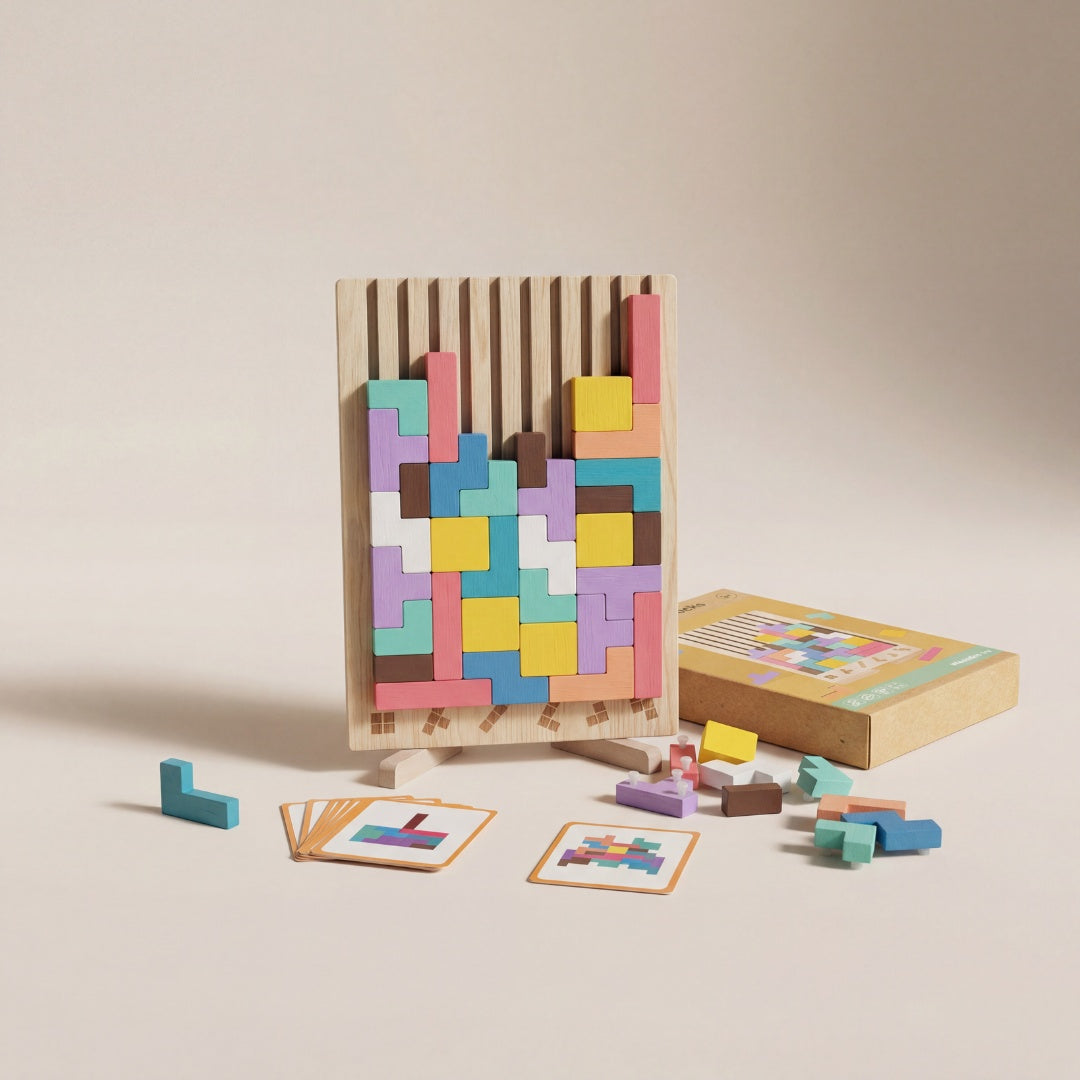 BlockTetrix Wooden Tetris Puzzle Toy Kids 4