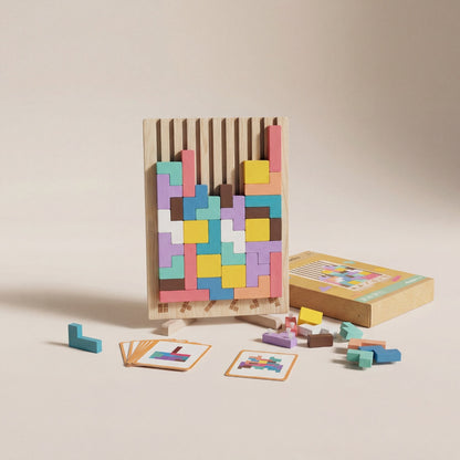 BlockTetrix Wooden Tetris Puzzle Toy Kids 4