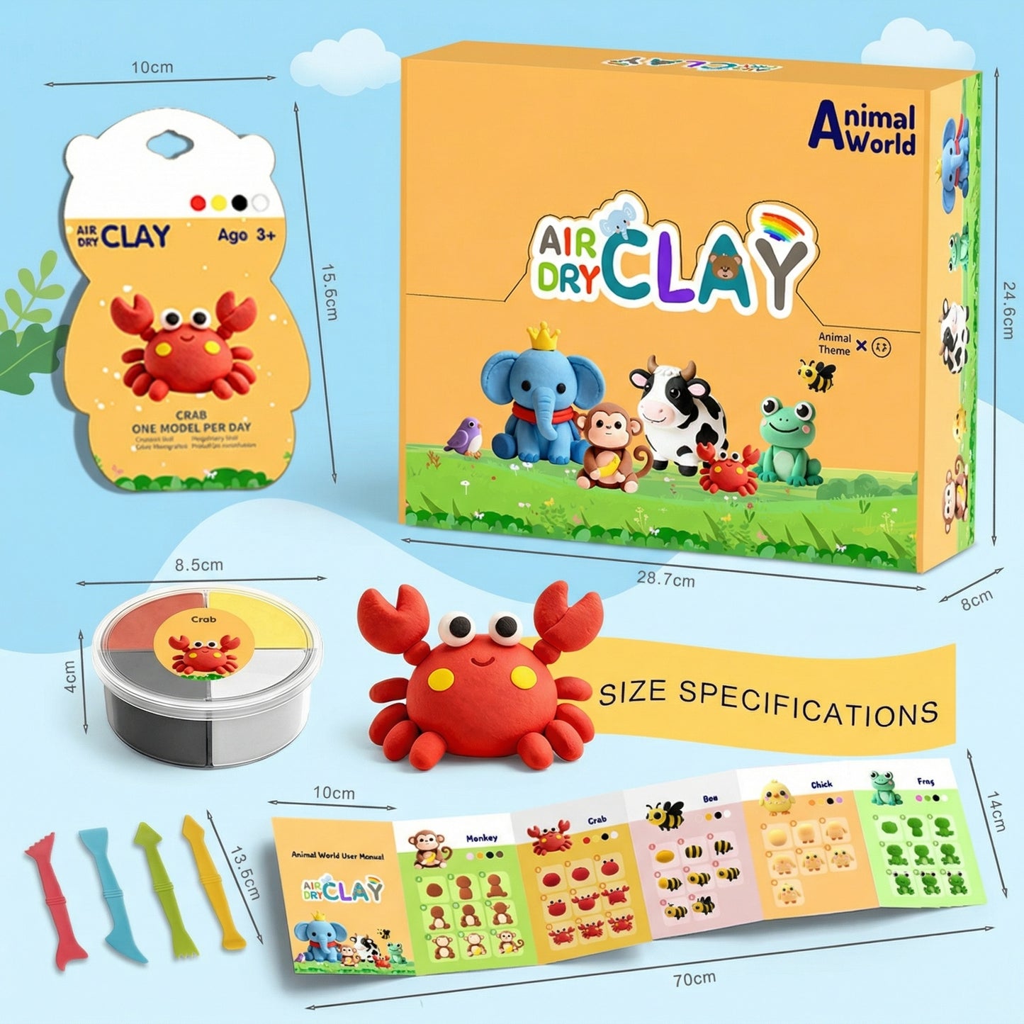 ClayCreekKidz Air Dry Clay Animal Kit 1