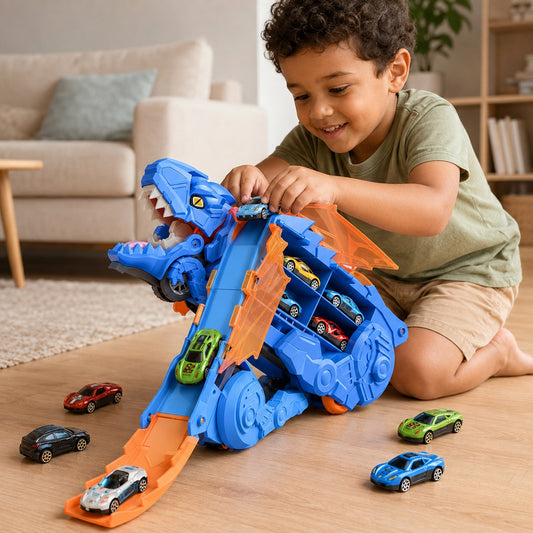 DinoLaunch Dinosaur Transform Truck Toy Kids Scene 1