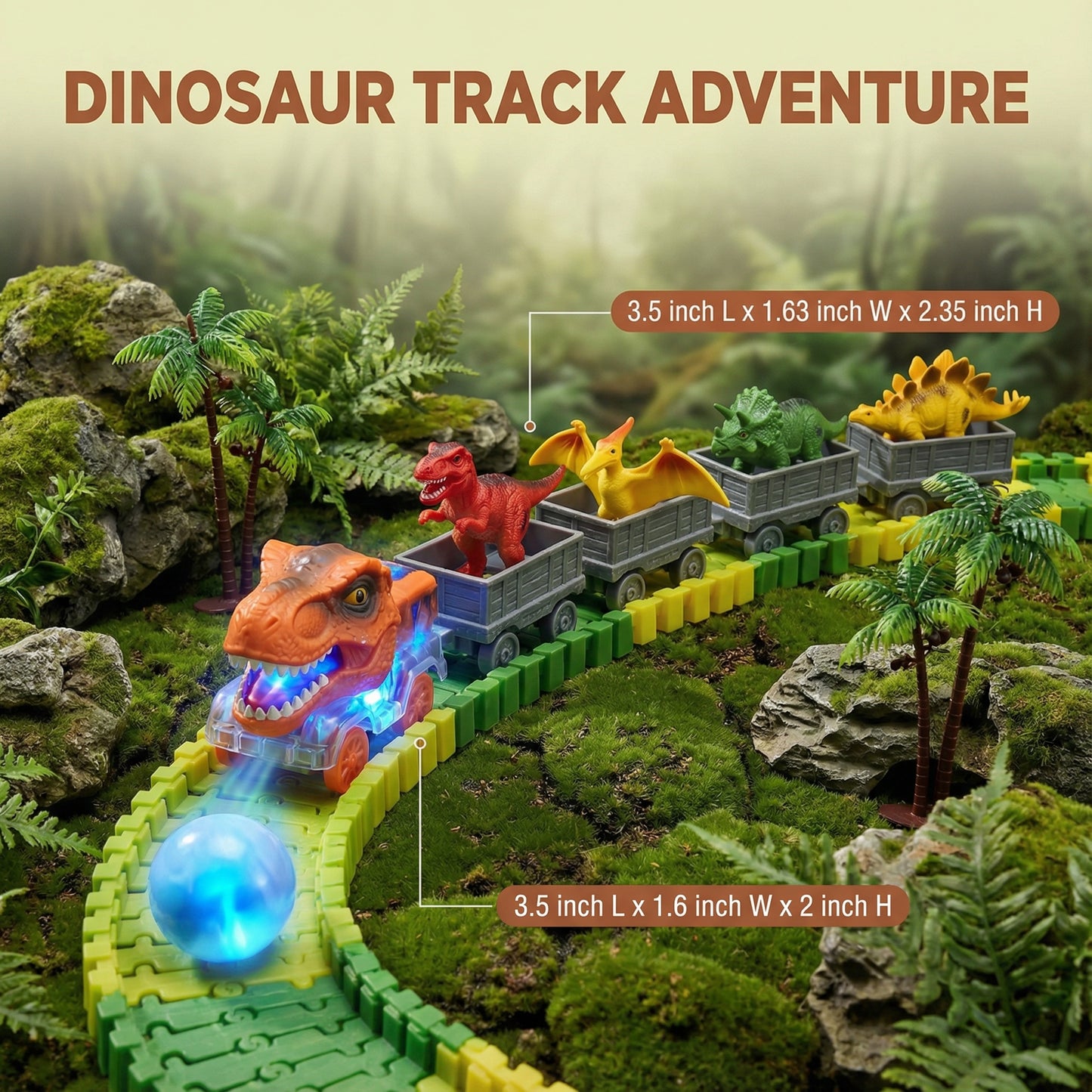 DinoRailz Dinosaur Race Track Glowing Train 1