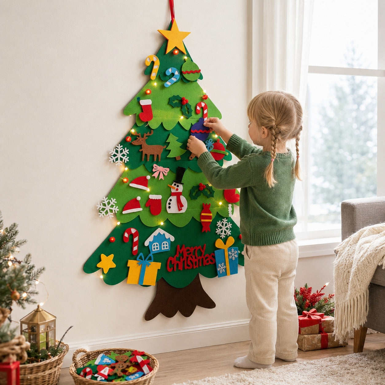 FeltGrove Felt Christmas Tree Kids Montessori Scene 3