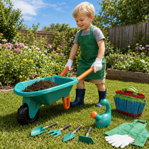 gardentotz kids-garden-wheelbarrow-set 1
