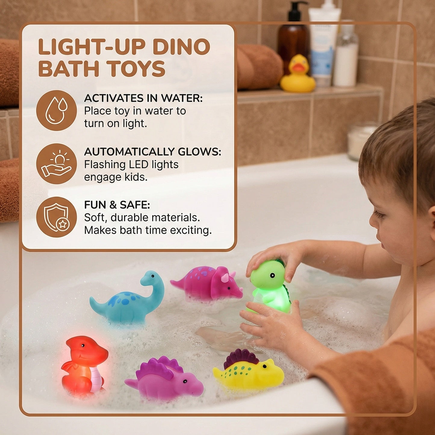 GlowRex Light Up Dinosaur Bath Toy 3