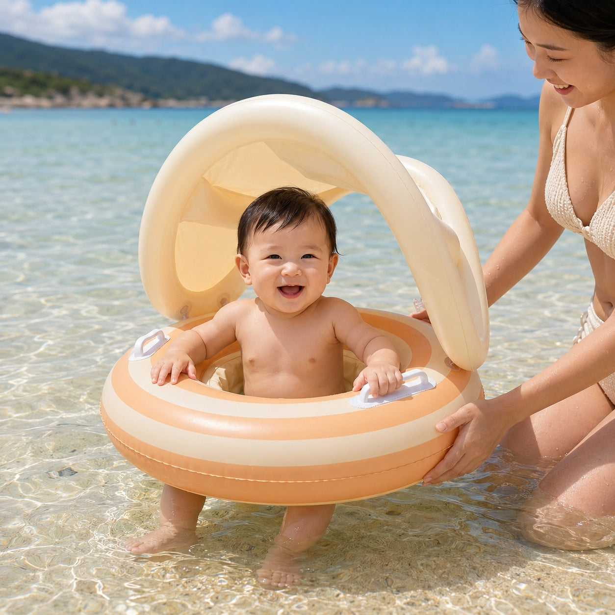 lagoonbub baby-swim-ring-with-sun-canopy 1