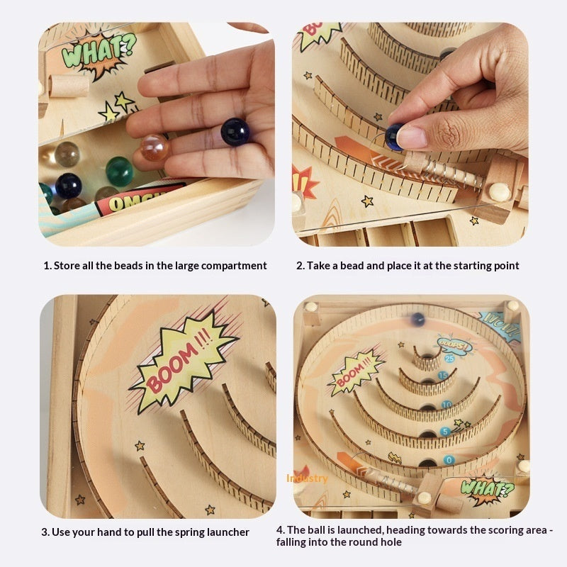 MarbleKidz Wooden Pinball Marble Game Kids 4