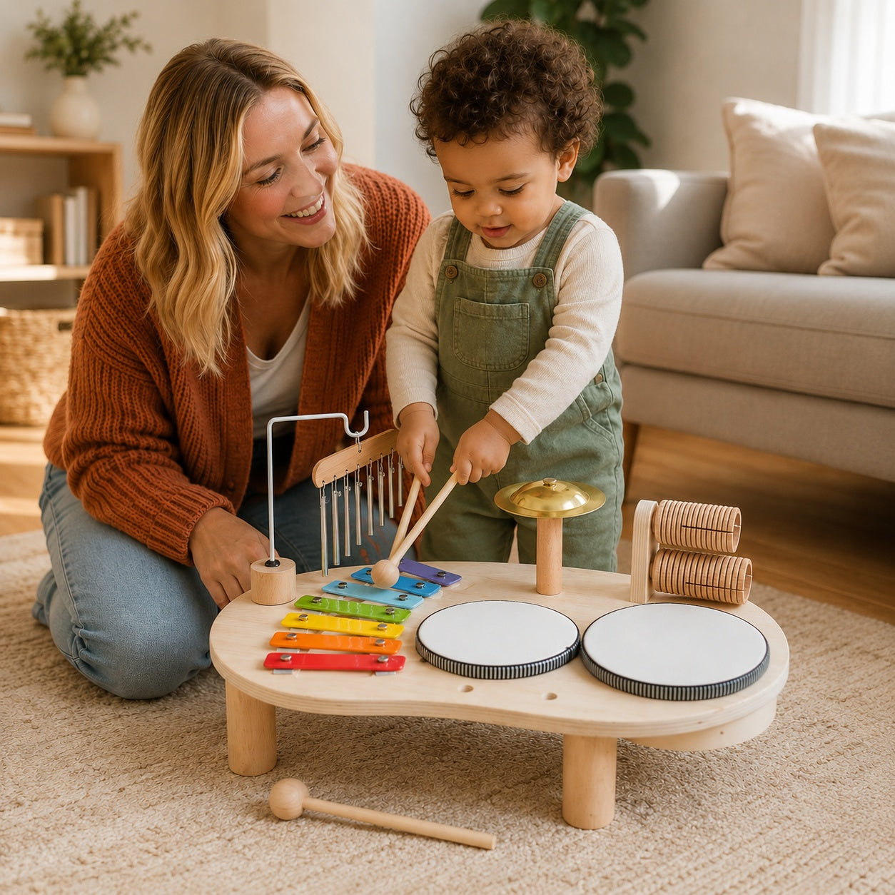 MeloBoard Wooden Music Table Toddler Xylophone Scene 2