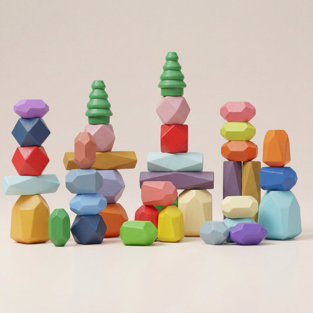 PebbleNest Wooden Stacking Stones Toddler Toy 1