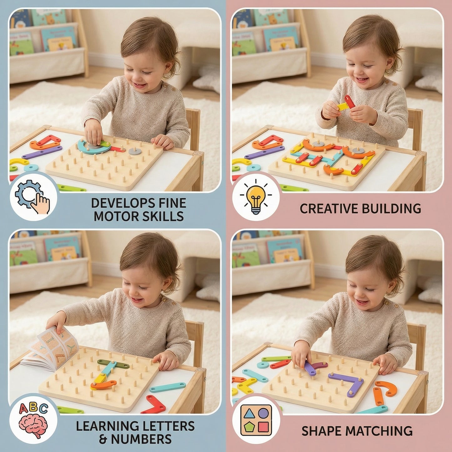 PegWise Montessori Peg Board Toddler Learning 1
