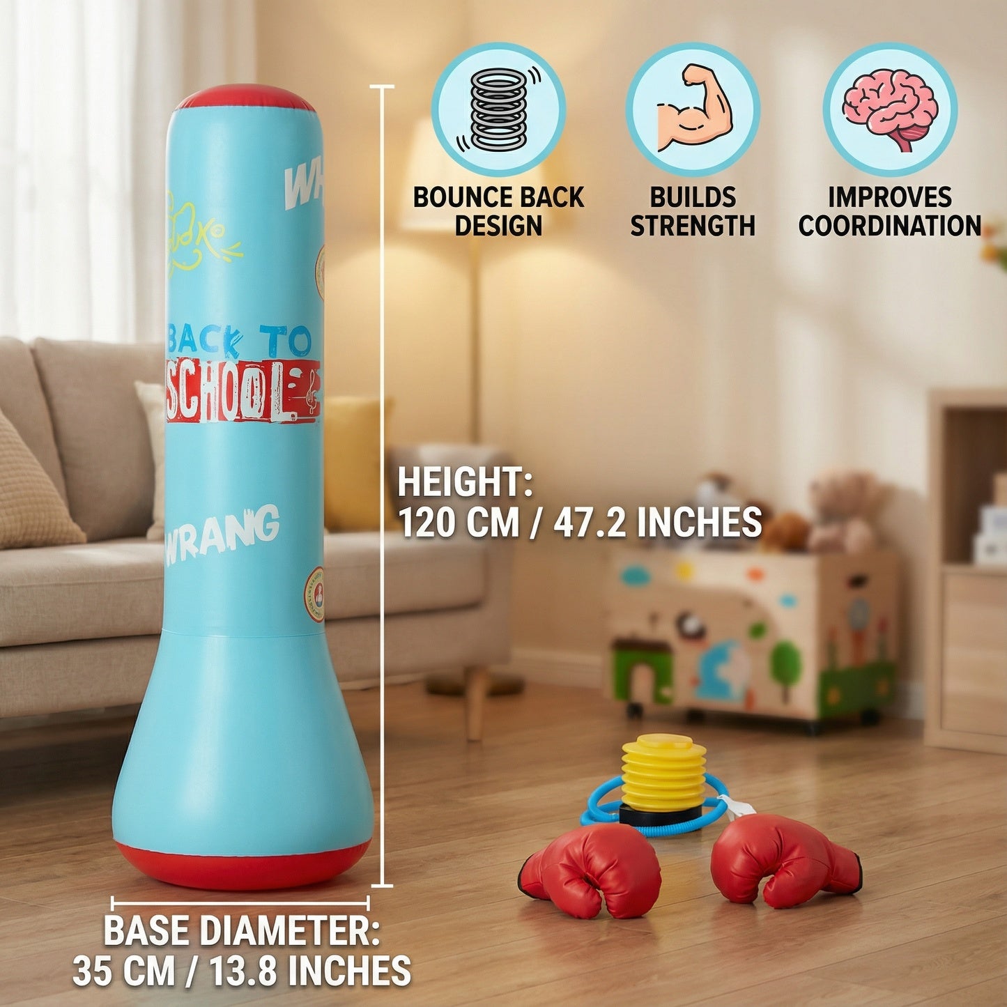 PunchPop Inflatable Punching Bag Kids Indoor 1