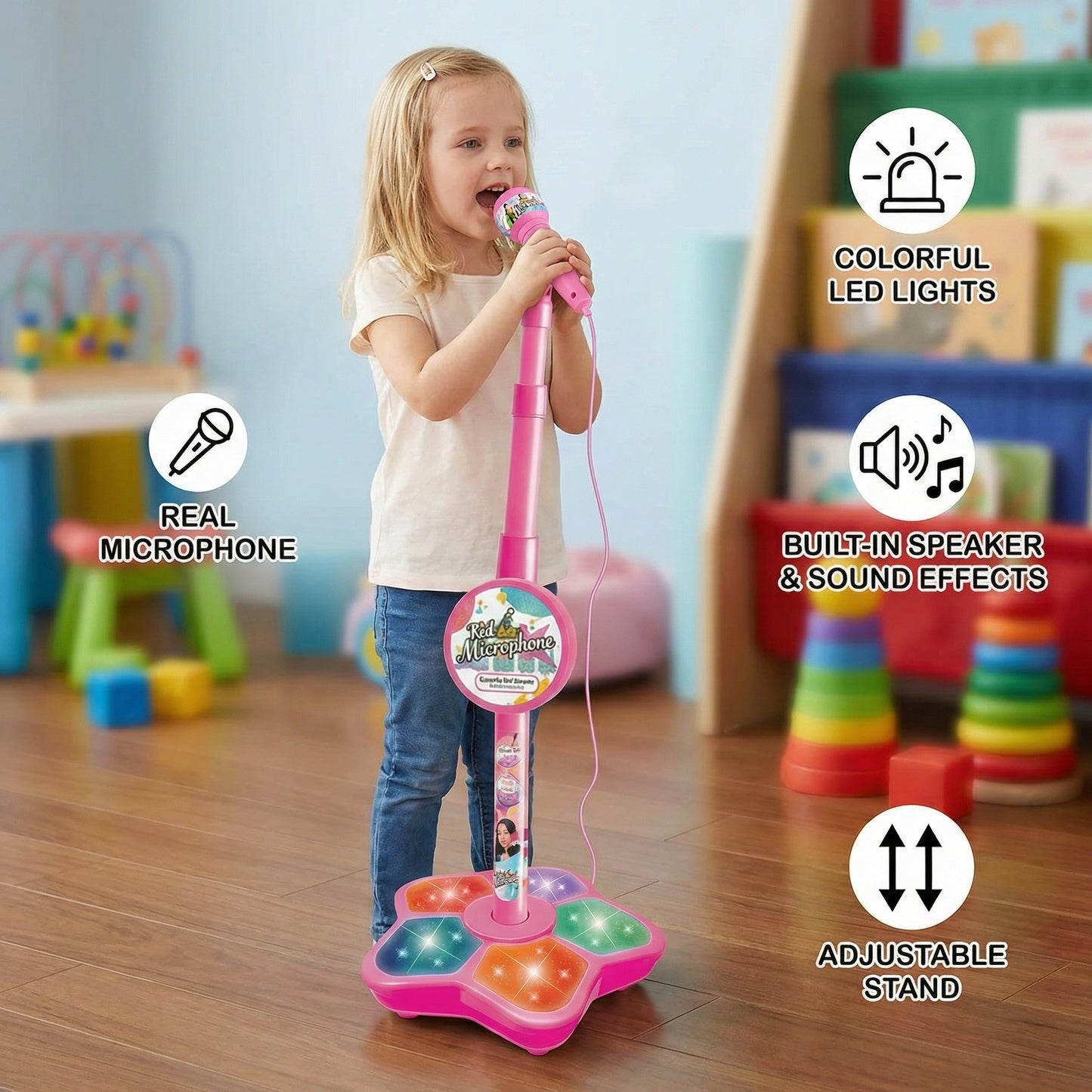 StarMicKidz Kids Karaoke Machine Microphone Stand 2